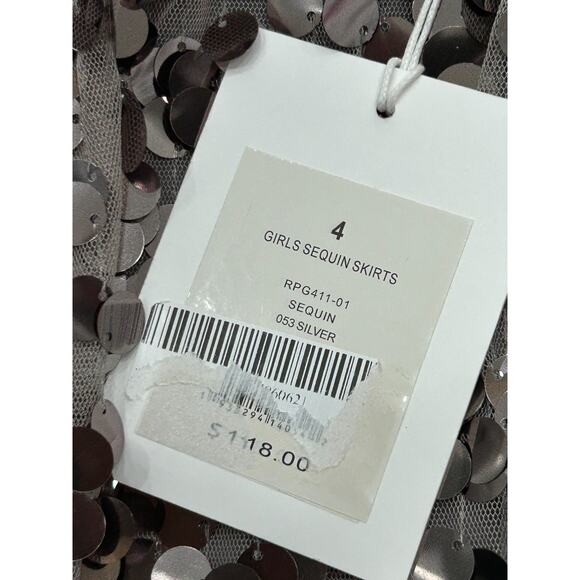 NWT Rachel Parcell Girls Silver Sequin Elastic Waist Lined Mini Skirt Size 4 - Picture 6 of 9